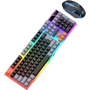 carotoe Tastiera da gioco e Combo LED retroilluminato 104 sensazione meccanica USB con cavo per PC portatile tastiera da gioco programmabile