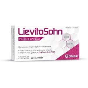 Chiesi Farmaceutici Chiesi, LievitoSohn Pelle e Capelli - Integratore Alimentare per il Benessere di Pelle e Capelli a base di Zinco e Biotina, Senza Glutine - Confezione da 60 compresse