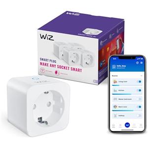 WiZ Wi-Fi Smart Plug, Tipo F, 230 V, 50 Hz, Installazione Facile, Certificazione Matter, Controlli Connessi, Comandi Vocali, Funziona con Alexa, Google Home e Apple Home, Confezione da 4