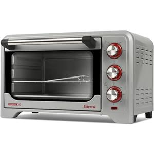 Girmi FE20 Forno Elettrico, 1380 W, 20 Litri, Termostato regolabile 230°, Luce interna, Griglia Inox, Timer 60 min, 4 resistenze riscaldanti, Accesori inclusi, Silver