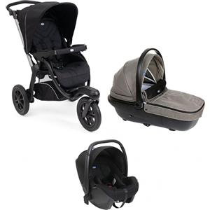 Chicco Trio Chicco Activ3 (Passeggino Activ3 Ebony + Navicella Activ3 Dark Beige + Seggiolino Auto Kory Essential i-Size Black)