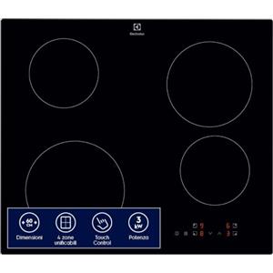 Electrolux Serie 300 Piano Cottura a Induzione da Incasso EIB60424CK, 4 Fuochi Rapidi, Comandi SliderTouch, Sicuro e Facile da Pulire, 60 cm, 590×520 mm, Nero, Design Moderno