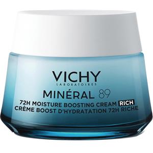Vichy Mineral 89 Crema Ricca 50 ml - Crema Idratante 72H con Acido Ialuronico e Squalane per Pelli Secche