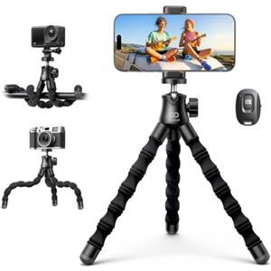Lamicall Treppiede Smartphone - [Ultraleggero]Mini Treppiede Portatile con Telecomando Wireless, 360° Rotazione, Treppiede Flessibile con Vite 1/4" & Slitta Fredda, per iPhone/Android/GoPro/Fotocamere