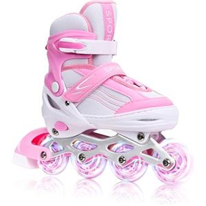MGYZM Pattini in linea per bambini, regolabili, per bambini, adulti, ragazze e ragazzi, pattini in linea, per interni ed esterni, Sakura rosa (Small)
