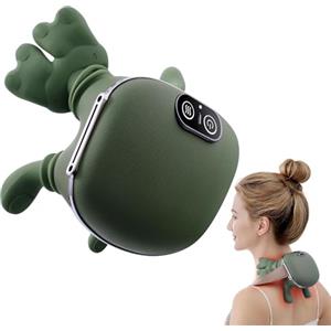 yorraka Massaggiatore Cervicale Collo Spalle con Mani - yorraka Massaggio Elettrico per Collo con 3 Modalità e 2 Livelli di Calore - Neck Massager Wireless - Massaggiatori Cervicali (Nero) (Verde)