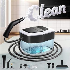 Tsebugap Pulitore a Vapore Portatile Steam Cleaner Vapore Pulizia Pistola a Vapore per Pulire, Cucina, Bagno, Auto, Piastrelle e Tessuti, 6 Velocità Regolabili, 1.8L, 4 Bar, Riscaldamento (nero)