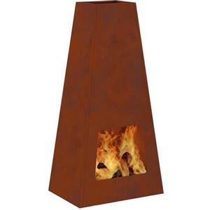 vidaXL Focolare Marrone 50 x 35 x 100 cm, Camino Moderno a Cono, Resistente agli Agenti atmosferici, Stufa da Giardino e terrazzo per Bruciare Legna