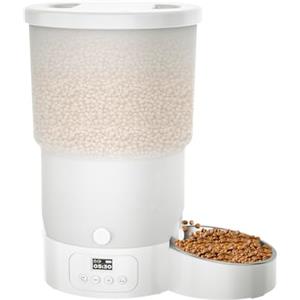 Gimars 5L Distributore Automatico Cibo Gatti, Schermo LCD Facile da Usare, Dispenser Crocchette Cani Programmabile da 1-6 Pasti al Giorno, Ciotola in Acciaio Inossidabile, Registrazione Vocale 10s