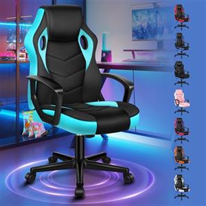 ALFORDSON Racing Sedia Ufficio Ergonomica con Ruote, Sedia Gaming in Similpelle e Rete Traspirante, Funzione di inclinazione, Altezza Regolabile, Poltrona Gamer per Computer Supporta 150 kg(Ciana)