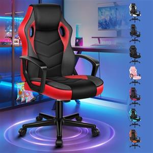 ALFORDSON Racing Sedia Ufficio Ergonomica con Ruote, Sedia Gaming in Similpelle e Rete Traspirante, Funzione di inclinazione, Altezza Regolabile, Poltrona Gamer per Computer Supporta 150 kg(Rossa)