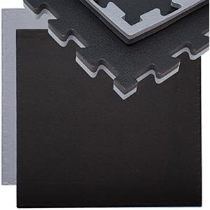 EYEPOWER Tappetino Puzzle per Sport 90x90cm incl Cornice Eva 20mm di Spessore Tappeto Protezione Pavimenti Estensibile Double-Face Grigio Nero