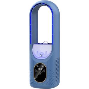 Pneterg Ventilatore a colonna senza pale silenzioso, ventilatore rinfrescatore purificatore d'aria, umidificazione, 6 velocità di regolazione, Ventilatore a torre per casa, uffici (blu)