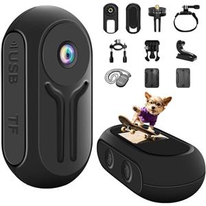 Nisanuki Mini Action Cam, 120° Body Cam Action Camera Telecamera Moto Videocamera Sportiva con Schermo, 1080P HD POV Fotocamera Magnetica con Visione Notturna per Casco Moto Bici Pollici Vlog
