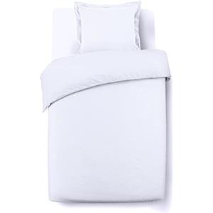 VISION Parure Copripiumino 100% Cotone per Letto Singolo - Tinta unita Bianco | 1 Copripiumino (140×200 cm) + 1 Federa (65×65 cm) | 57 Fili/cm² | Morbido e Confortevole | Certificato Oeko-Tex