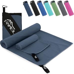 Pameil Asciugamano Palestra 2 Set (Asciugamano Microfibra160x80cm+80x40cm Telo Palestra), Telo Mare Compatto e ad Asciugatura Rapida - Asciugamano Sportivo Perfetto Per lo Sport e il Fitness (blu navy)