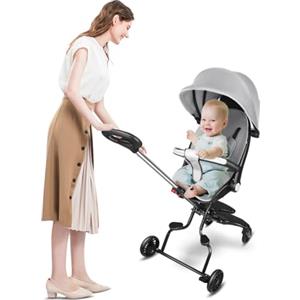 Homewell Passeggino leggero per esterni, passeggino portatile, passeggino compatto con ruote bloccabili, adatto fino a 15 kg, con parasole nero e ruote bloccabili