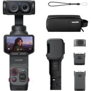 Insta360 Luna Ultra Pack Endurance - Videocamera 8K, 2 obiettivi Leica | Videocamera gimbal tascabile per vlog, zoom 12x, sensore da 1, touchscreen rimovibile da 2, triplo chip IA, stabilizzazione