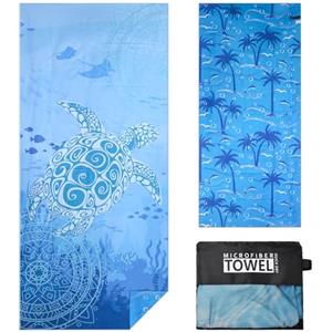 Vorvowry Telo Mare Grande Microfibra Uomo Donna Leggero Asciugatura Rapida Asciugamano Mare Telo Spiaggia Antisabbia con Borsa in Rete 80×180cm B Tartaruga