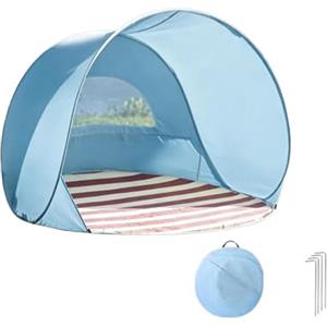 Generic Set tenda da spiaggia con borsa portaoggetti e 4 chiodi, protezione UV 50+, tenda automatica per campeggio, pesca, picnic