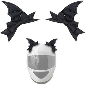 Tsangbaby 1 paio di ali di pipistrello per casco divertente diavolo ali arco casco accessorio adesivo Halloween sci casco decorazione nero 2