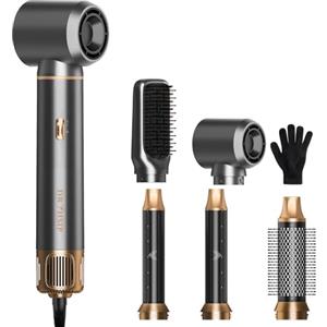 AVENHO 5 in 1 Spazzola Asciugacapelli Airstyler, Arricciacapelli Automatico, Spazzola Lisciante, Volumizzante, Adatto a Tutti i Tipi di Capelli - Charcoal