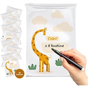 Baby Lama 8 Buste Corredino Neonato Ospedale, Bustine Trasparenti Cambio Neonato - Idea Regalo Neonato per Lista Nascita, Sacchetti per Borsa Parto 100% MADE IN ITALY, per Maschio e Femmina
