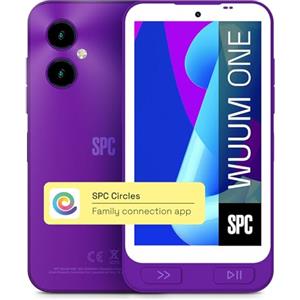 SPC WUUM ONE - Smartphone per bambini + lettore musicale | Chat sicura, GPS, controllo parentale tramite l'app SPC Circles | Cellulare Android 4G con fotocamera 13MP, videochiamata, 64GB - Viola