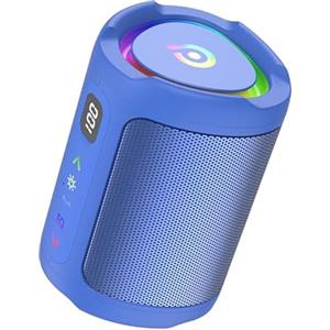 aowoka Cassa Bluetooth Portatili senza fili con luce LED, Display Digitale Intelligente+Smart EQ, Altoparlante Bluetooth Bassi Potente, Bluetooth 5.4, Speaker da Esterno per Viaggi, Sport, Feste, Blu