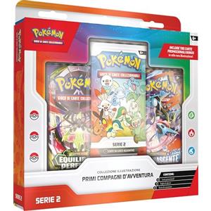 Pokémon Collezione Illustrazione Primi Compagni d'Avventura - Serie 2 (3 carte promozionali, 2 buste di espansione, 1 foglio di adesivi)
