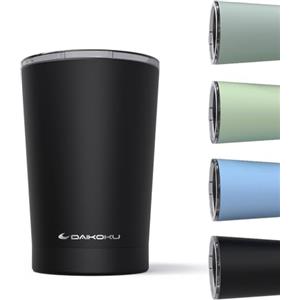 Daikoku Thermos da Caffè 330 ml in Acciaio Inossidabile | Bicchiere termico a doppia parete isolante senza BPA | Mantiene le bevande fredde per 12 ore e calde per 5 ore | Colore Nero