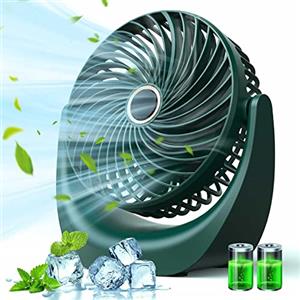 Ykgutilu Ventilatore USB, ventilatore portatile, ventola da tavolo regolabile velocità del vento 5 livelli, angolo regolabile a 360°, 4000 mAh batteria ricaricabile,adatto per ufficio, casa