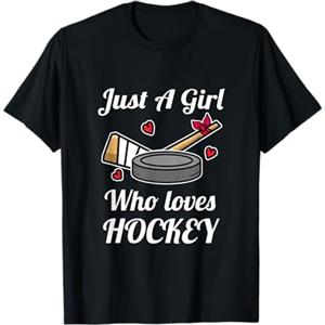 Carino Hockey Su Ghiaccio Idea Regalo Just A Girl Who Loves Hockey Ragazza Hockey Su Ghiaccio Maglietta