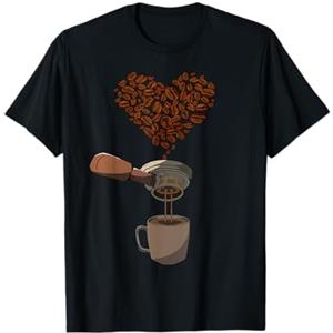 Best Coffee Gifts Caffè in grani di caffè con cuore barista Espresso regalo Maglietta
