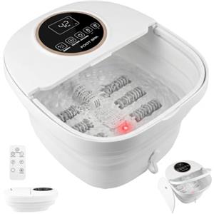 PUTINEI Pediluvio Massaggiatore Piedi Pieghevole,con Riscaldamento e Telecomando,idromassaggio piedi 24 Temperature Regolabili, Pietra Pomice,Bolle,6 Timer,6 Rulli Massaggianti