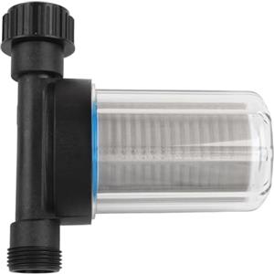 Lagomloot Prefiltro per tubo da giardino in acciaio inox con rete a 150, connettore a 6 rubinetti per irrigazione, filtro dell'acqua riutilizzabile, rimuove detriti e sedimenti, facile da pulire, bianco