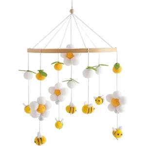 Yoselumin Giostrina per Culla - Decorazione Sospesa Giocattolo | con Pon-pon Fiori e Giostrina in Legno per Culla,per Bambini e Bambine Asilo Camera da Scuola Materna Casa Viaggio Passeggino