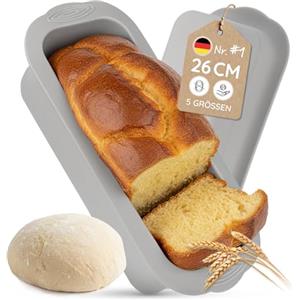 Backefix Stampo per pane in silicone, 26 cm, rettangolare, antiaderente, privo di sostanze nocive, lavabile in lavastoviglie e di alta qualità