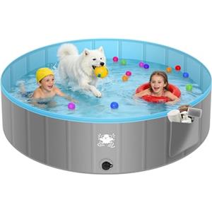 FORMIZON Piscina Pieghevole per Cani, Piscine per Cani Grandi e Piccoli, Antiscivolo, Portatile, Rigida, Piscina Cane per Animali Bambini (120)