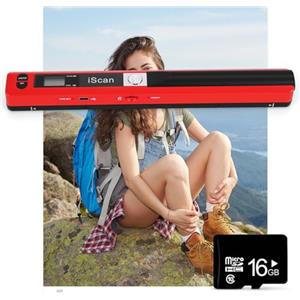 AOZBZ Scanner Per Documenti Portatile, 900 Dpi, Scanner di Immagini USB A4 a Colori, Scanner Portatile Per Foto, Scansione Pratica (Micro Bisogno di Schede SD/TF) (Rosso)