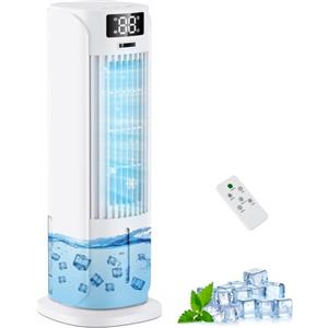 PIAZCEW Condizionatore Portatile, 3 in 1 Raffrescatore Evaporativo, 6 Velocità 2 Modalità nebbia fredda, 800ML Raffrescatore d'aria, 90° Oscillazione, Telecomando, Timer 1-12 ore, Silenzioso per Casa Ufficio