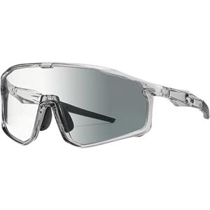 tabecou Occhiali da ciclismo polarizzati fotocromatici, protezione UV, antivento, occhiali sportivi - occhiali di sicurezza leggeri per mountain bike, corsa - uomo e donna grigio trasparente