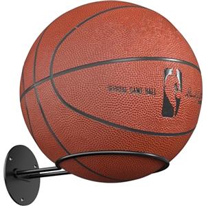 jockcaras Supporto da parete per pallone: supporto nero per basket, rugby, calcio, baseball, decorazione per camera da letto con accessori sportivi