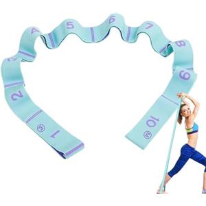 Generico da yoga con passanti, fascia di resistenza,Barella per gambe con 10 anelli - fitness elastica per allenamento a casa, esercizi, pilates e ginnastica