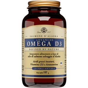 Solgar Advanced Omega D3 - Integratore con Olio di Salmone Selvaggio, Vitamina D3 e Astaxantina, 120 Perle Softgel