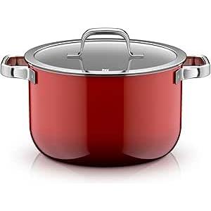 WMF Fusiontec Mineral Pro 0519555290 - Pentola a induzione con coperchio, 24 cm, adatta a tutti i piani cottura, made in Germany, colore rosso passion