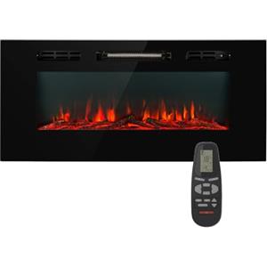 Klarstein Camino Elettrico, Caminetto Elettrico 1800 W, Camino Finto a Riscaldamento a Basso Consumo, Fuoco Finto LED, Spazio per Legna, Termocamino con Telecomando, Termostato e Timer