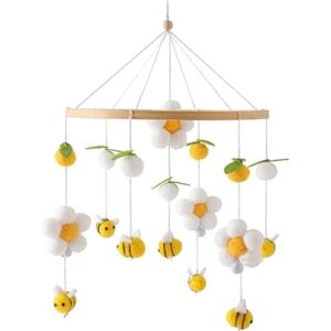 Generico Giostrina da Culla per Maschietto - Decorazione In Legno - con Pon-pon Fiori e Giostrina in Legno per Culla - Per, Bambini E Bambine, Bambini Piccoli, Camera Da, Asilo E Viaggio, Passeggino