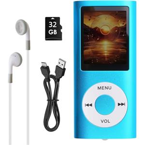Synclum Lettore MP3 MP4 HiFi Portatile Audio Senza Perdita con Schermo LCD da 1,8 Pollici, Slot Scheda di Memoria fino a 32 GB, Lettore Musicale Multifunzione per Sport, Bambini e Viaggio