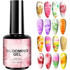 Patifirst 15ml Smalto Gel Unghie Uv Blooming, Semipermanente Unghie Passione Unghies, Per Unghies Soak Off UV LED In Gel, Clear Marble, Stampa Floreale, Design acquerellos Per Donna